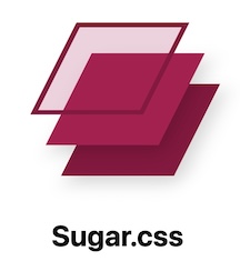 Sugar.css logo which is three burgundy squares with different transparencies overlaid